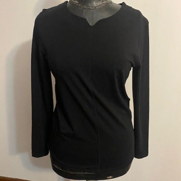 Ekouaer Black split neck Knit sweater, size S - Picture 1 of 4